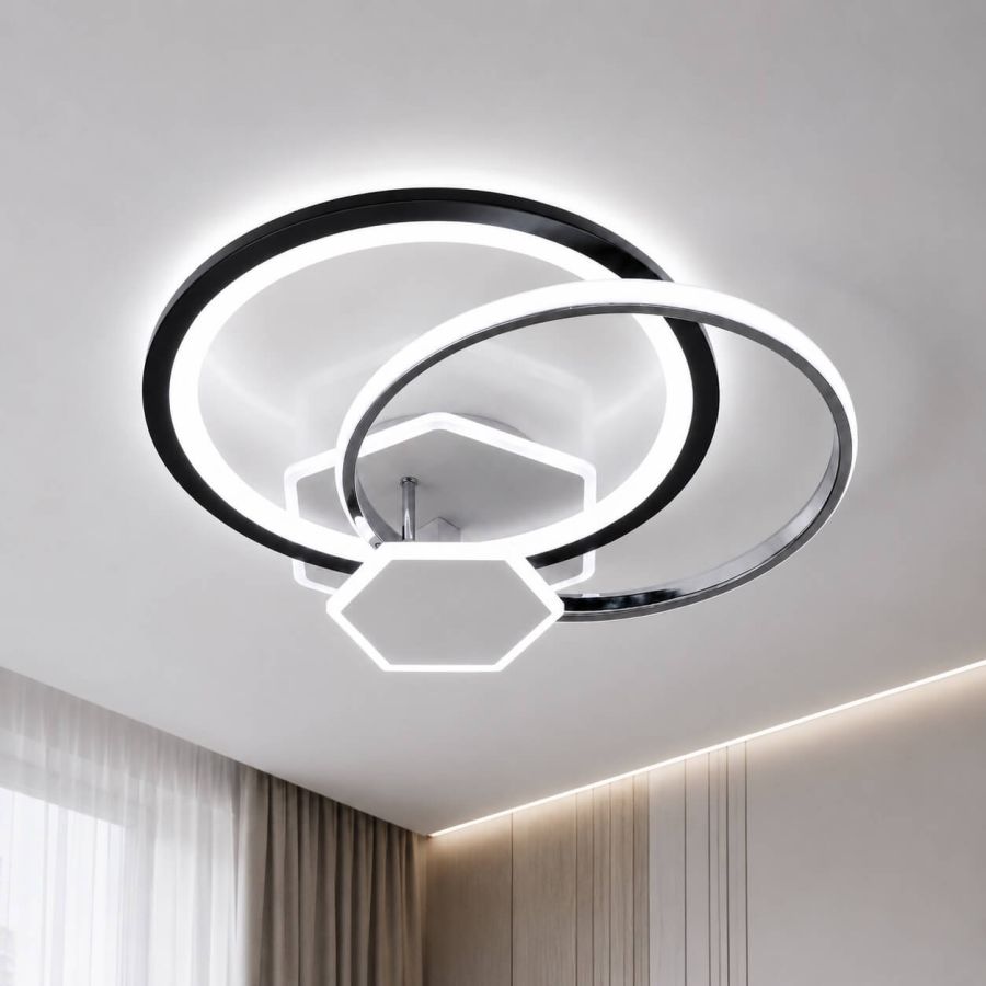 Стельова LED-люстра до 20м² з пультом 120 Вт ( Білий/Чорний/Хром) P5-YH467