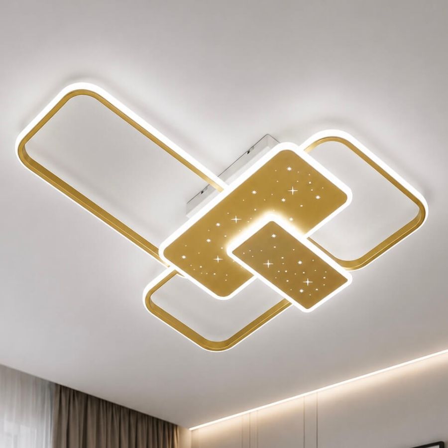 Сучасна стельова LED-люстра з пультом 105 Вт, Золото (2449G dimmer)