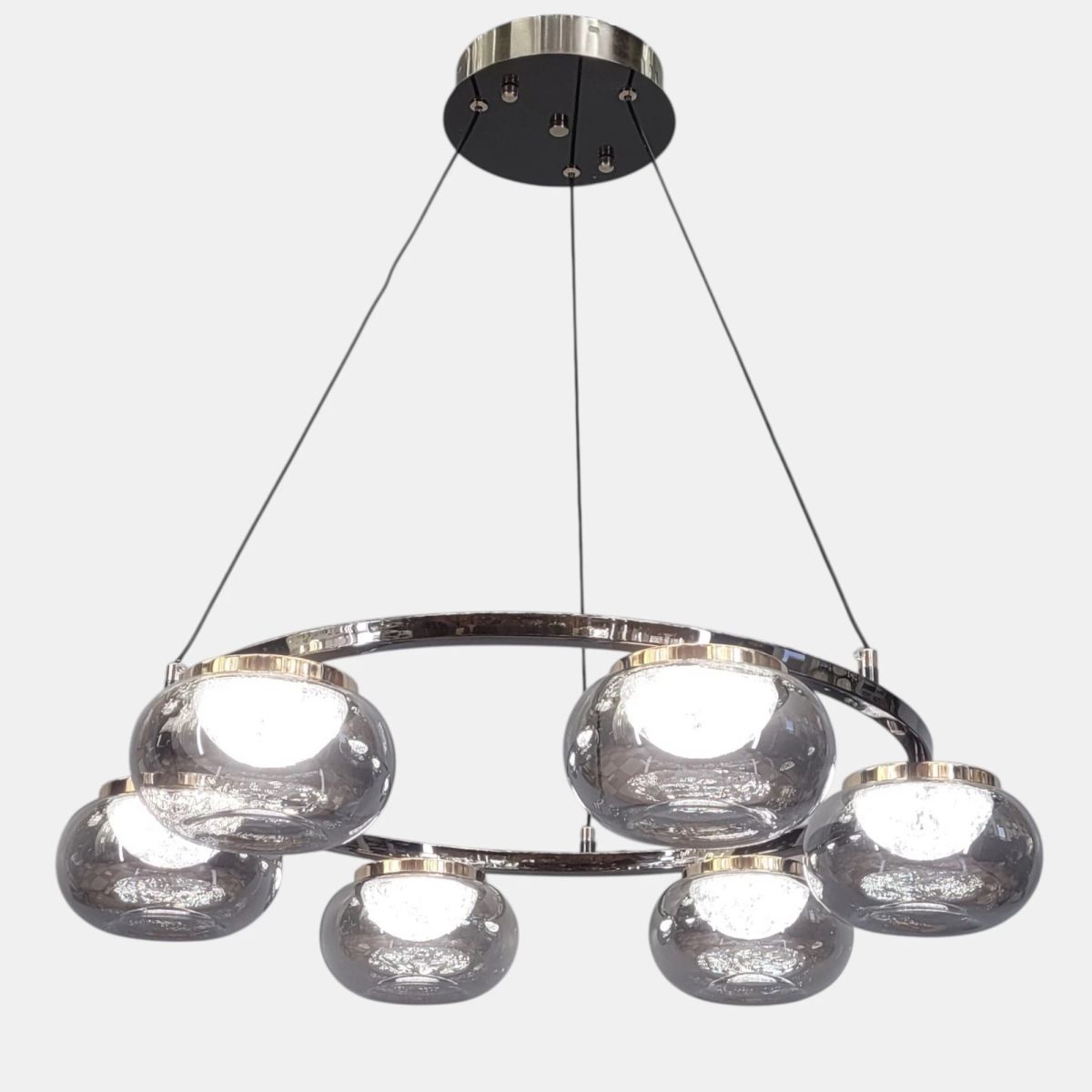 Сучасна підвісна кругла LED-люстра Графітове скло (LQ7125-6)