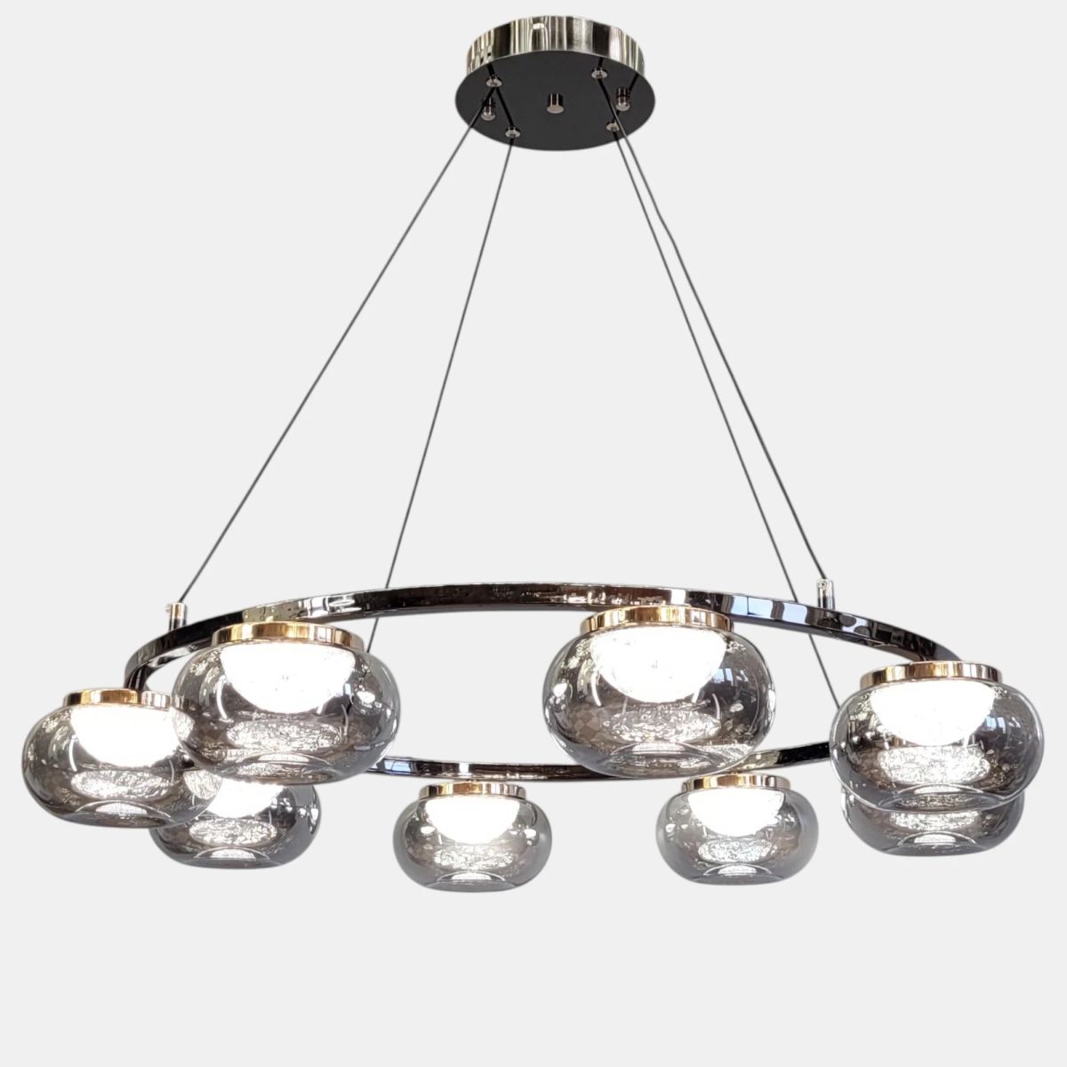 Сучасна підвісна кругла LED-люстра Графітове скло (LQ7125-8)