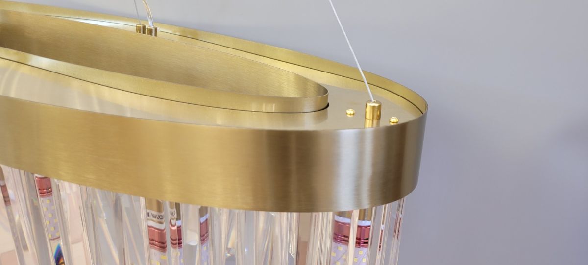 Розкішна кришталева люстра на 10 ламп кольр латуні "Crystal Cascade Oval Gold" (P809/800L Gd)
