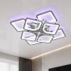 Сетодіодна Led люстра до 30 м² з пультом керування 192 Wt квадратна в срібному крупу (1142/4+4 HR)