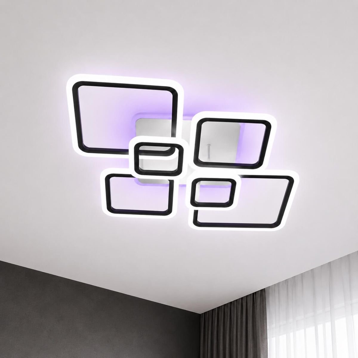 Люстра світлодіодна Led до 25 м² з пультом 150 Вт чорно-білий корпус (1140/6 BK)