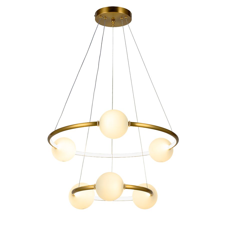 Підвісна каскадна LED люстра на 2 кільця у бронзовому кольорі Orbital Bubbles Bronze