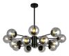 Люстра на 16 плафонів у чорному корпусі Black Crystal Bubble Sputnik Chandelier (7526033-16 BK+CL)