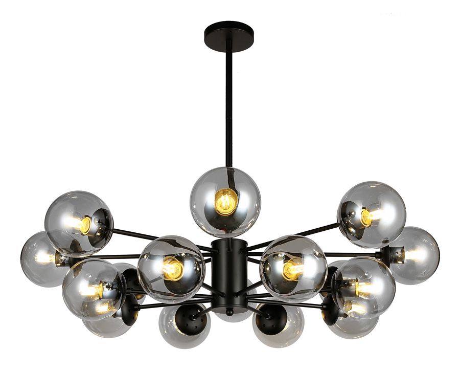 Люстра на 16 плафонів у чорному корпусі Black Crystal Bubble Sputnik Chandelier (7526033-16 BK+CL)