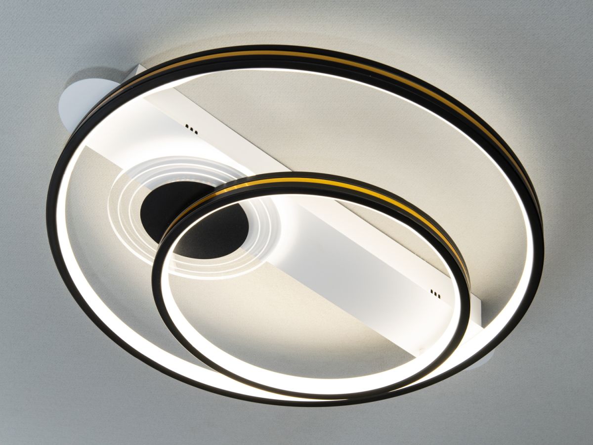 Сучасна кругла Led люстра до 15м² біло чорного коляру (MX2247/2WH+BK)