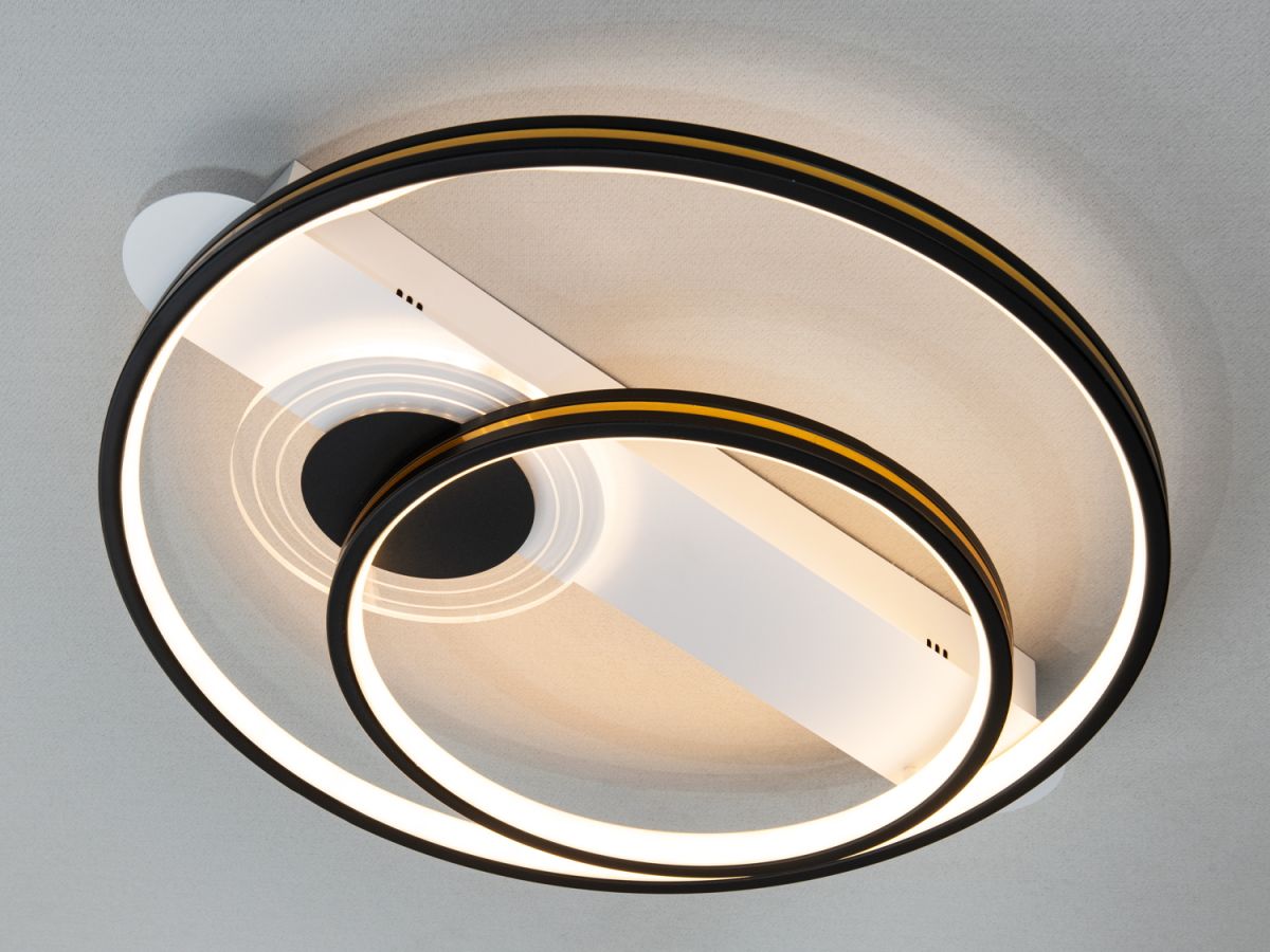 Сучасна кругла Led люстра до 15м² біло чорного коляру (MX2247/2WH+BK)