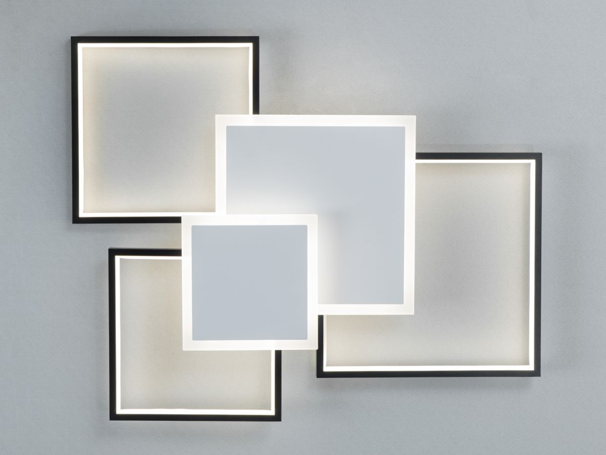 Геометрична LED люстра до 20м² "Quadra Duo" у чорно-білому корпусі 100 Wt (MX2250/3WH+BK)