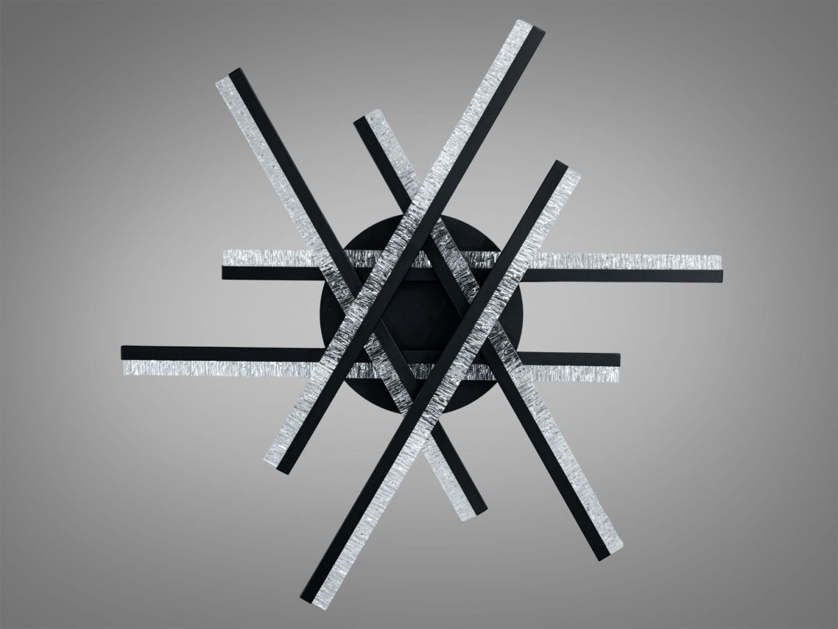 Стельова світлодіодна Led люстра до 18м² чорна геометрия 86 Wt (MX3087/6BK)