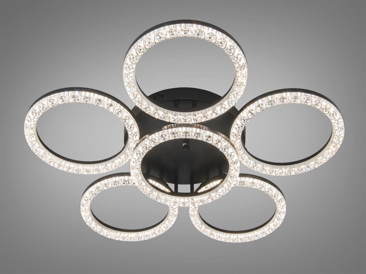 Світлодіодна Led люстра до 25м² круглої форми 133Вт черний корпус (MX4770/5+1BK)
