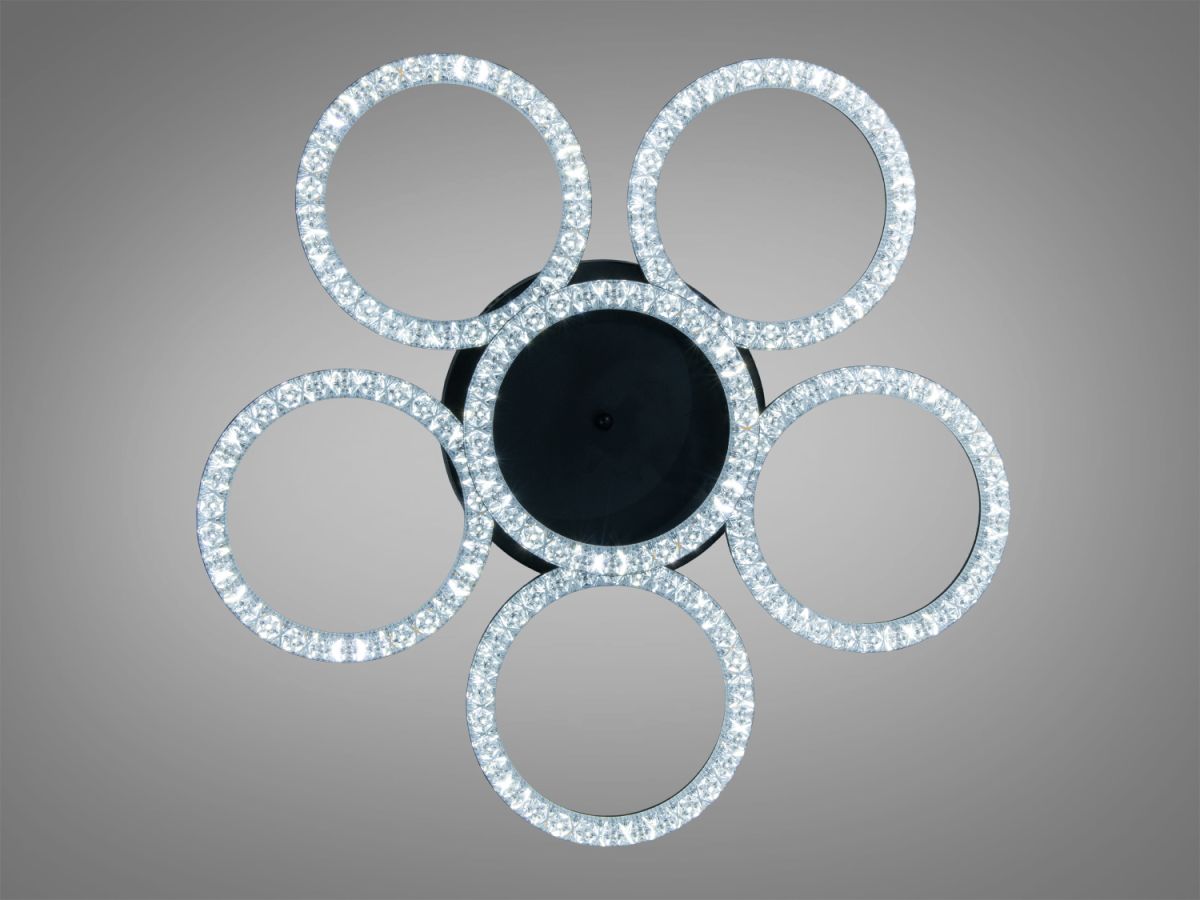 Світлодіодна Led люстра до 25м² круглої форми 133Вт черний корпус (MX4770/5+1BK)