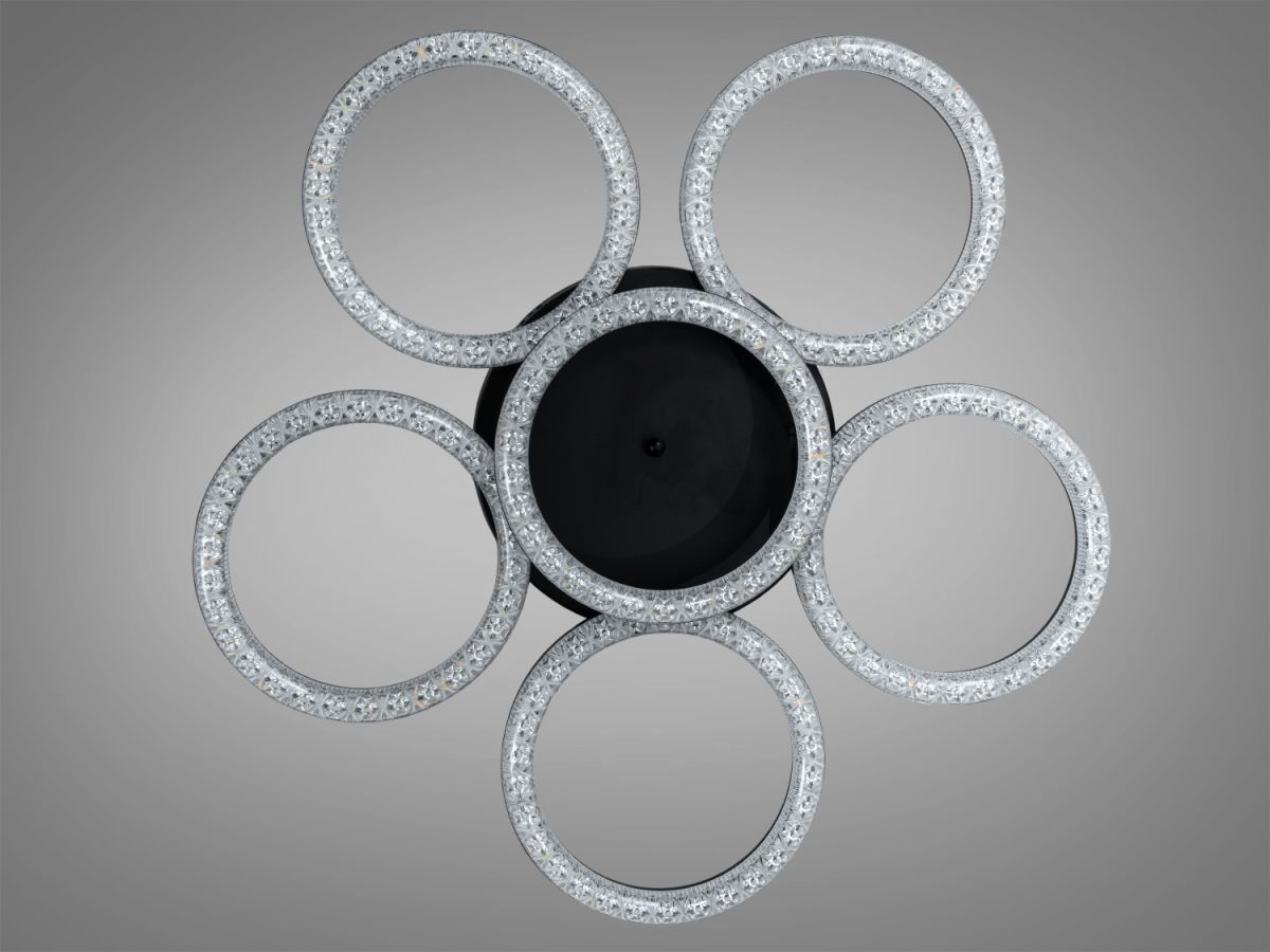 Світлодіодна Led люстра до 25м² круглої форми 133Вт черний корпус (MX4770/5+1BK)
