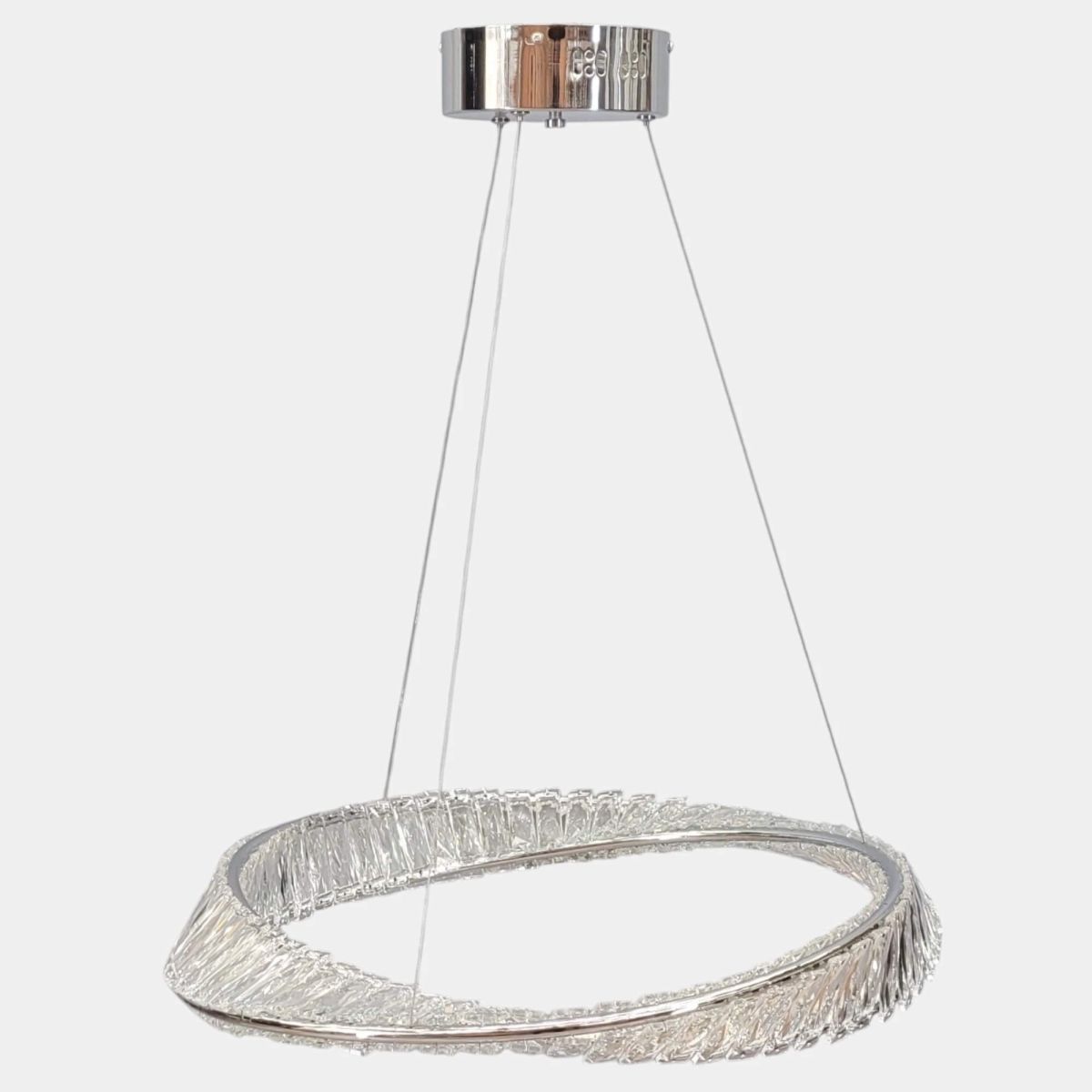Срібна Led люстра 76W з пультом керування та регулюванням яскравості Crystal Ring (P625/600CH)