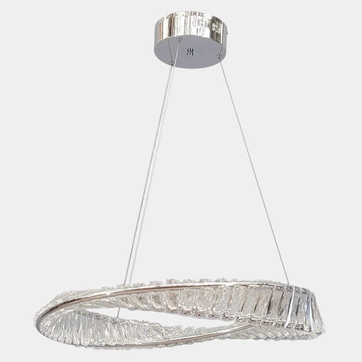 Срібна Led люстра 76W з пультом керування та регулюванням яскравості Crystal Ring (P625/600CH)