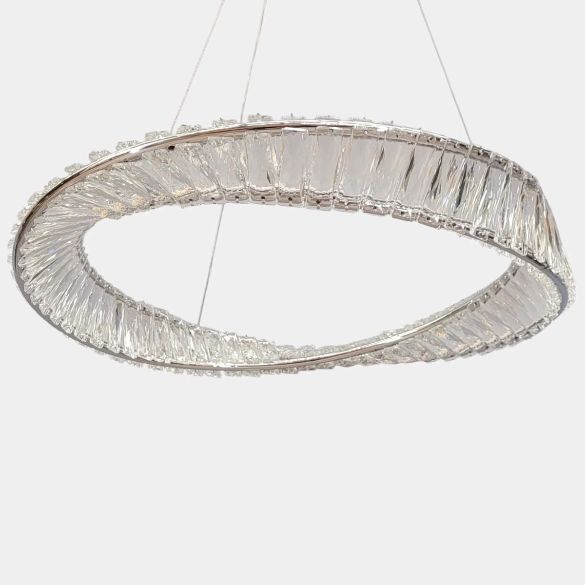 Срібна Led люстра 76W з пультом керування та регулюванням яскравості Crystal Ring (P625/600CH)