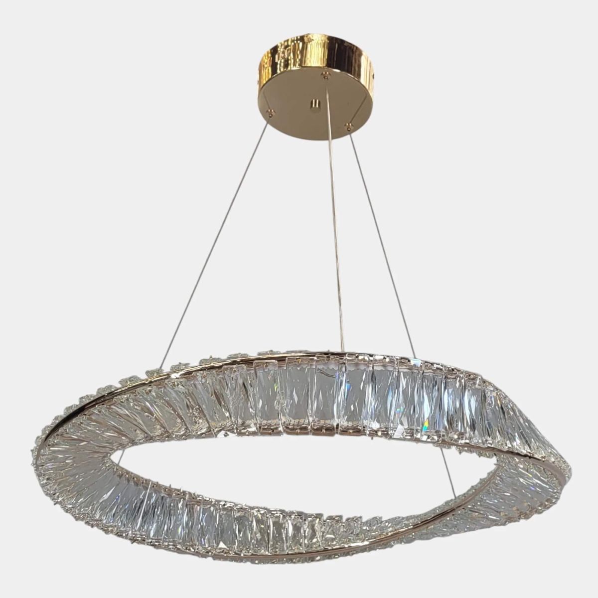 Золота Led люстра 76W з пультом керування та регулюванням яскравості Golden Halo Smart (P625/600GD)