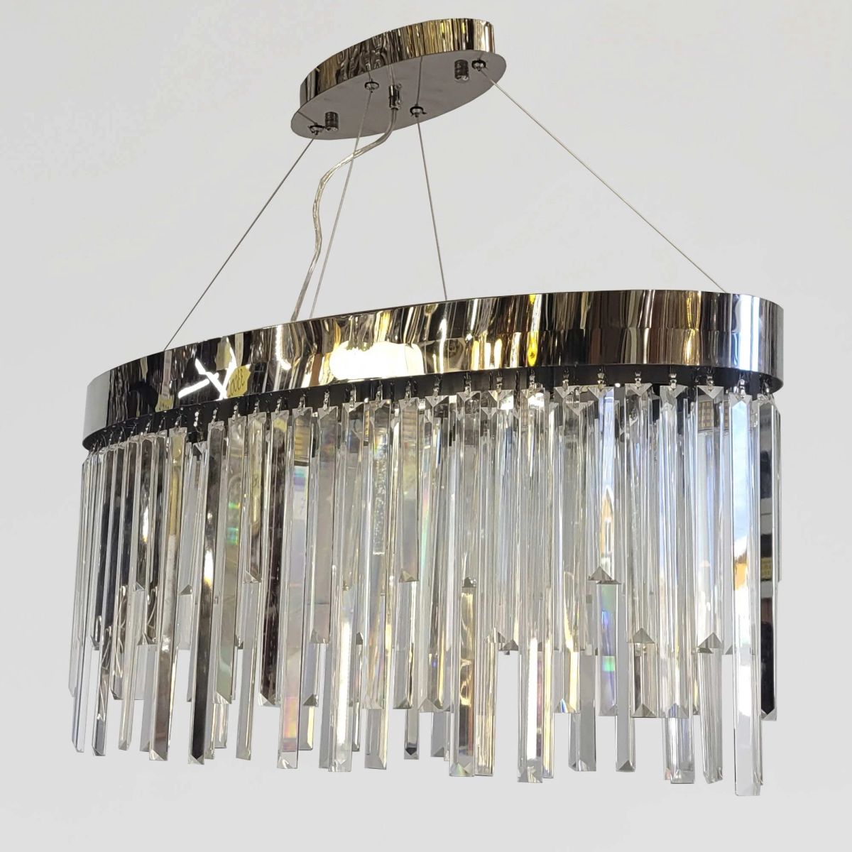 Розкішна кришталева люстра на 10 ламп кольр оникс-срибло "Crystal Cascade Oval" (P809/800L CH)