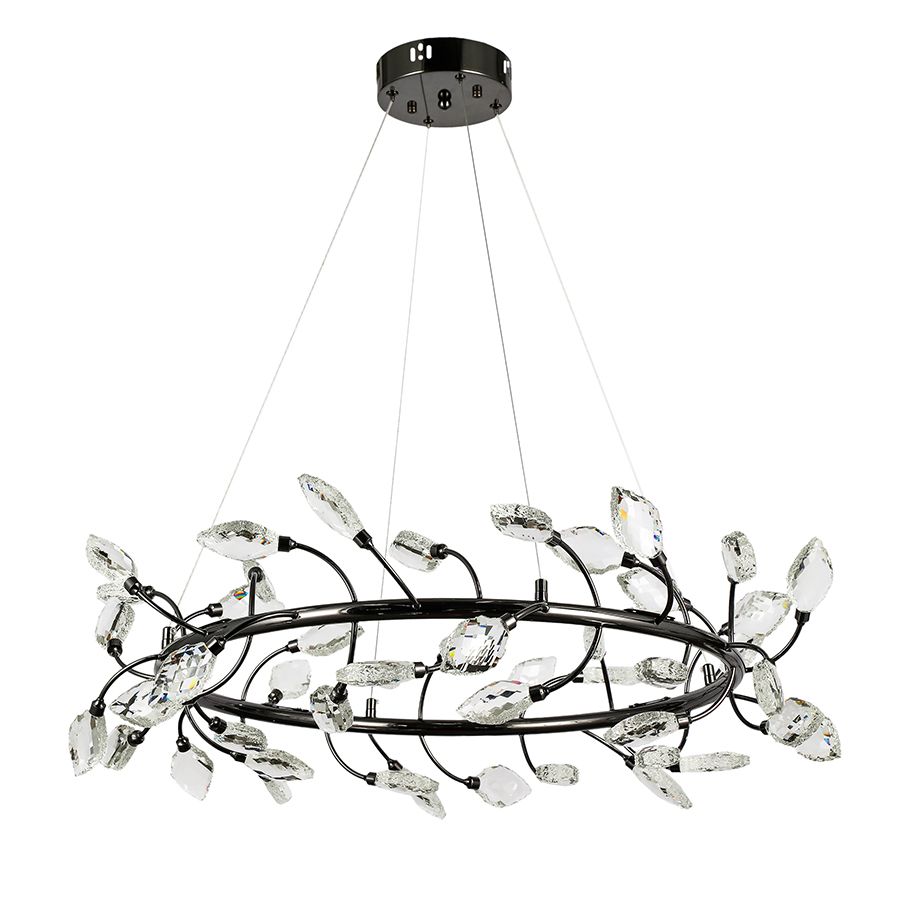 Люстра підвісна LED 90 см, чорна матова, акрилові пелюстки Notte di Fiori (7989300-48 led (800) PLBK)