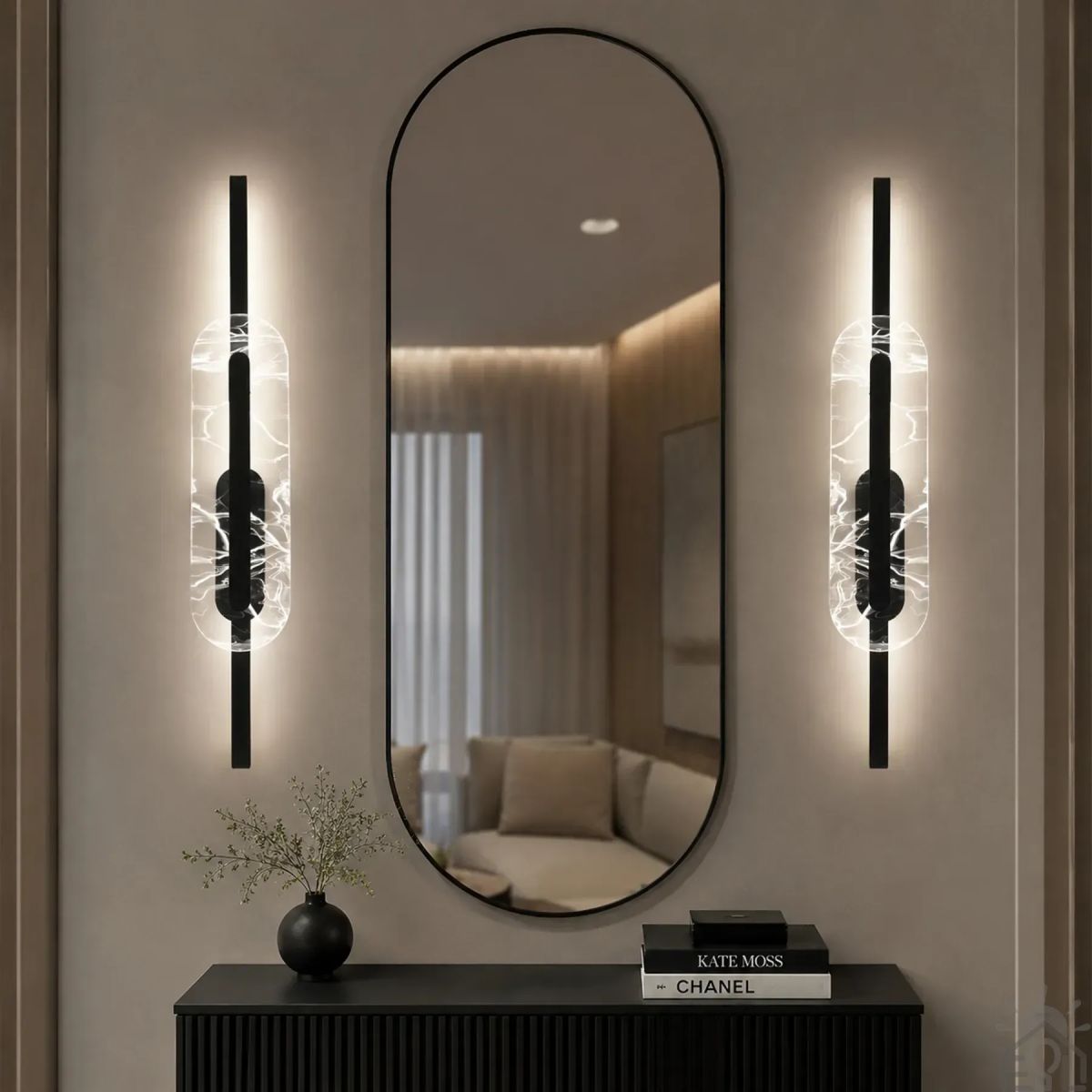 Сучасне настінне Led бра 25W чорного кольору 60см PERLYNA