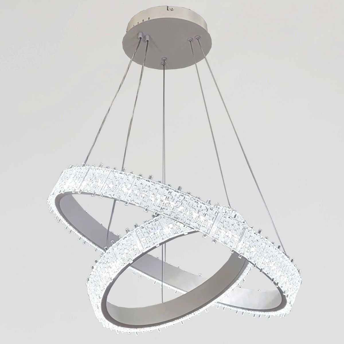 Підвісна LED-люстра з 2 кілець у білому кольорі (WG5129/60+40WH)