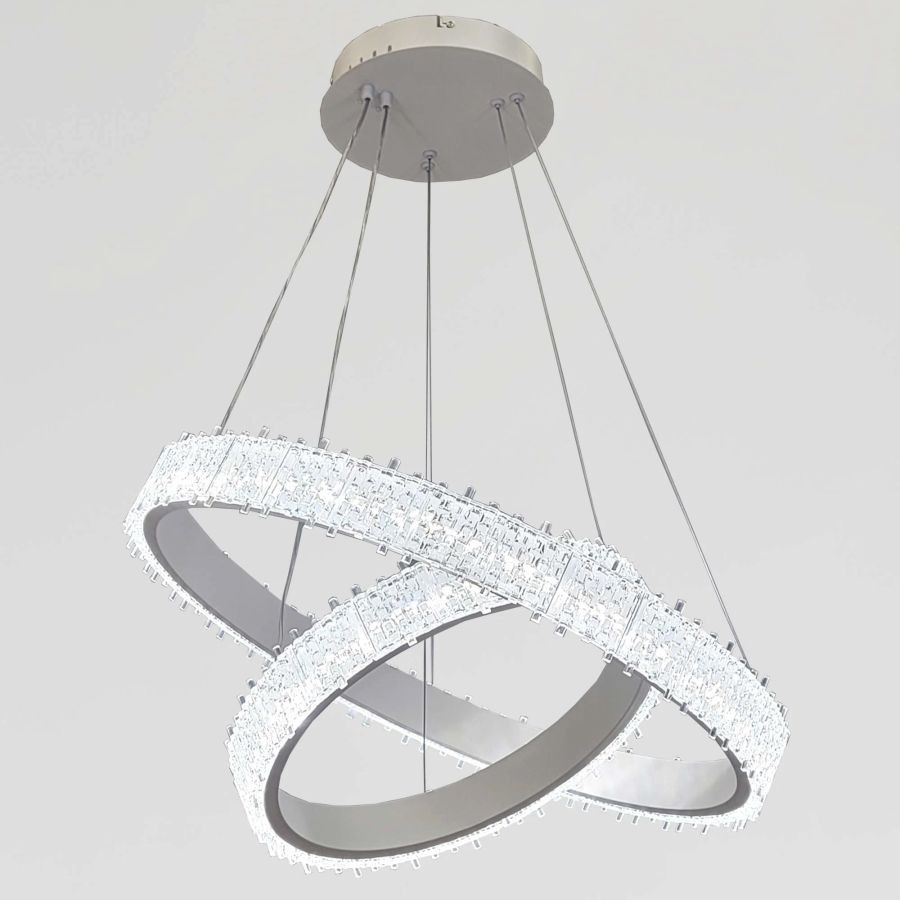 Підвісна LED-люстра з 2 кілець у білому кольорі (WG5129/60+40WH)