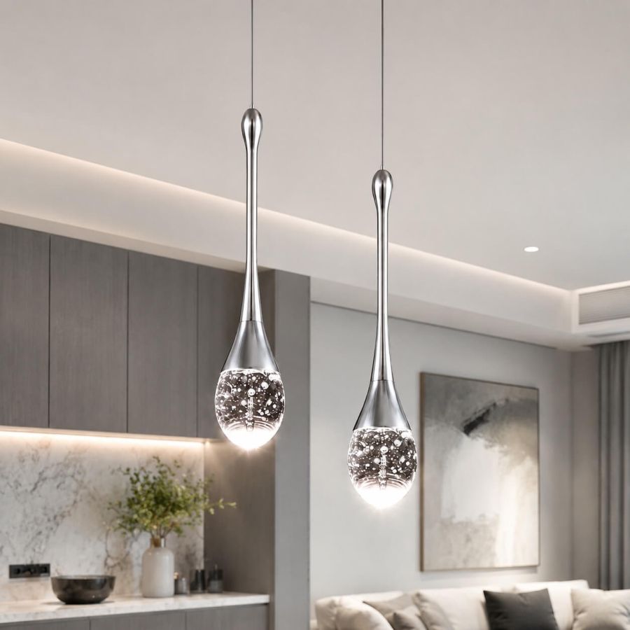 Підвісний Led світильник срібна крапля Crystal Drop Silver J2538-1HR