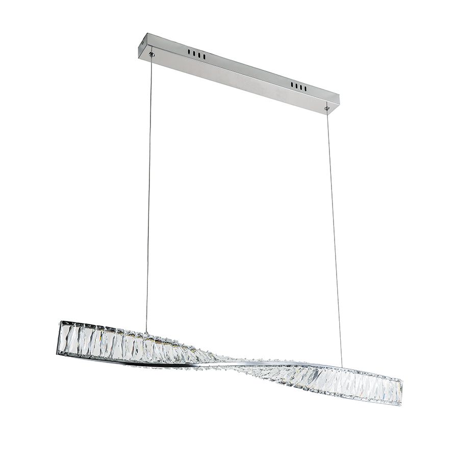 Кришталева Led люстра  довжина 100 см, з пультом у сріблі Cristallo Linea (799L8869 (1000) CH)