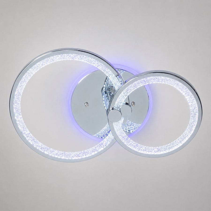 Срібна світлодіодна Led-люстра з пультом для приміщень до 15 м²