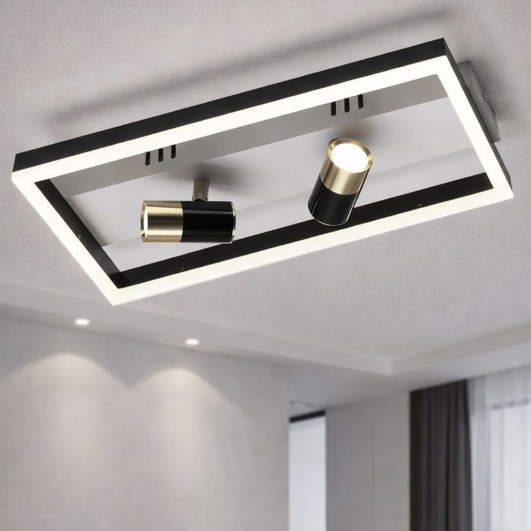 Стельова LED-люстра до 15м² з поворотними спотами V K38624-3 BK+FGD (52W)