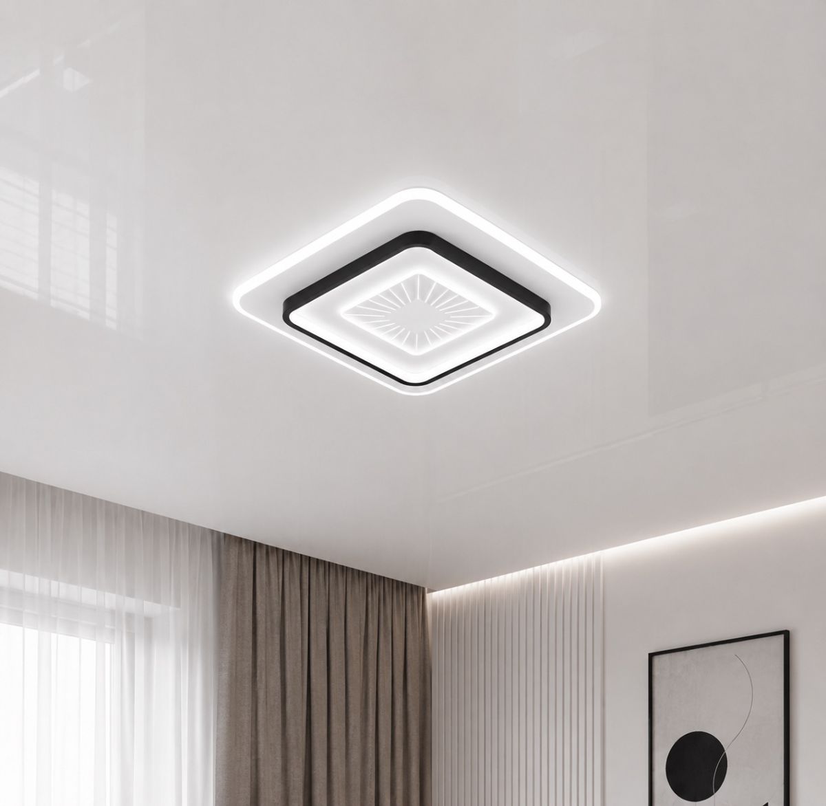 Стельова LED-люстра до 18м² з пультом 118 Вт Чорний/Білий (SY-16080/500 BK+WH)