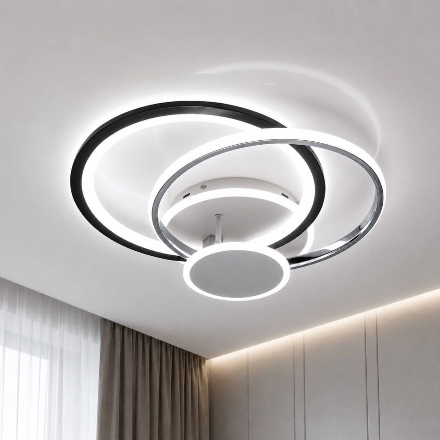 Стельова LED-люстра до 20м² з пультом 120 Вт (Білий/Чорний/Хром) P5-YH469
