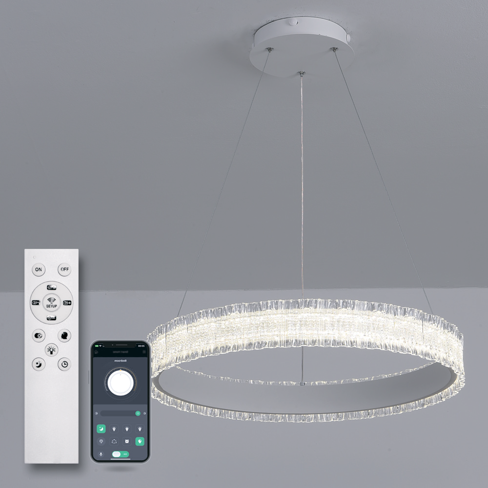 Підвісна Led люстра біле кільце до 20 м² ERIKA 65W R485 WHITE (з пультом)