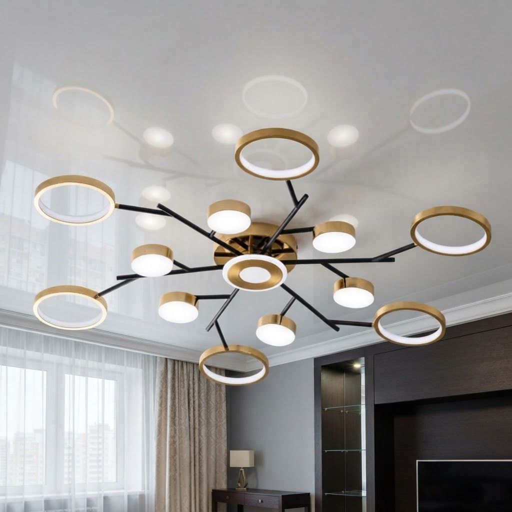 Стильна LED люстра Elegance 240W із пультом до 30 м² чорно-золотий