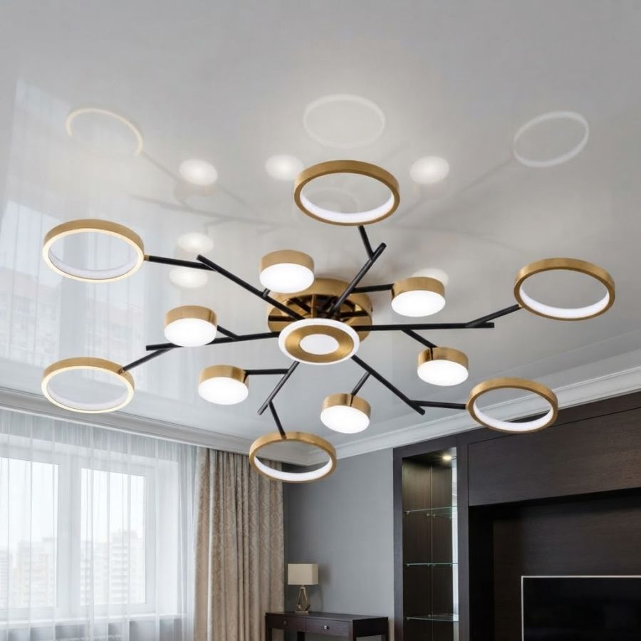 Стильна LED люстра Elegance 240W із пультом до 30 м² чорно-золотий