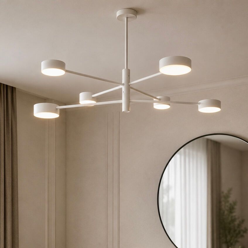 Сучасна біла Led люстра 90W до 18 м² на 6 Led плафонів (D302-6WH)