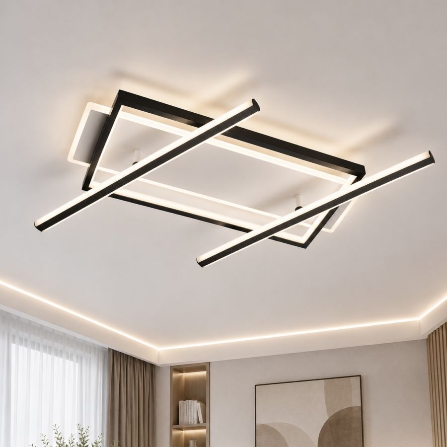 Сучасна LED люстра до 25м² з пультом у чорно-білому корпусі 182W (V K38627-4 BK+WH)