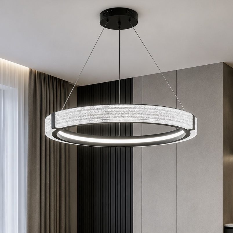 Сучасна LED-люстра-кільце MB240118/60BK (Чорна, 60 см)