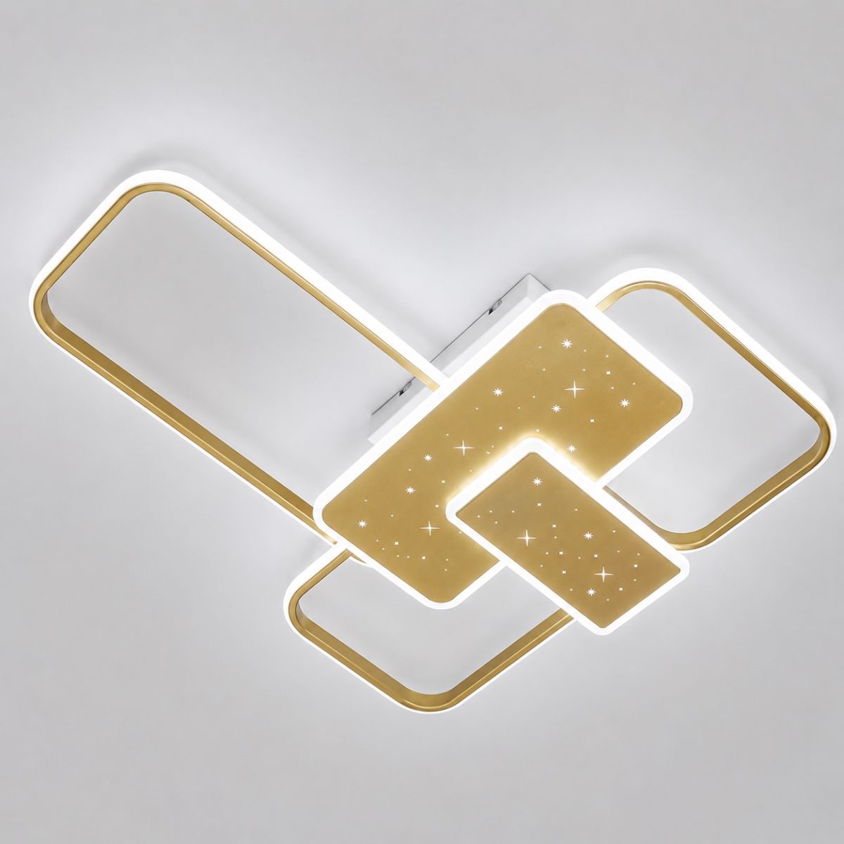 Сучасна стельова LED-люстра з пультом 105 Вт, Золото (2449G dimmer)