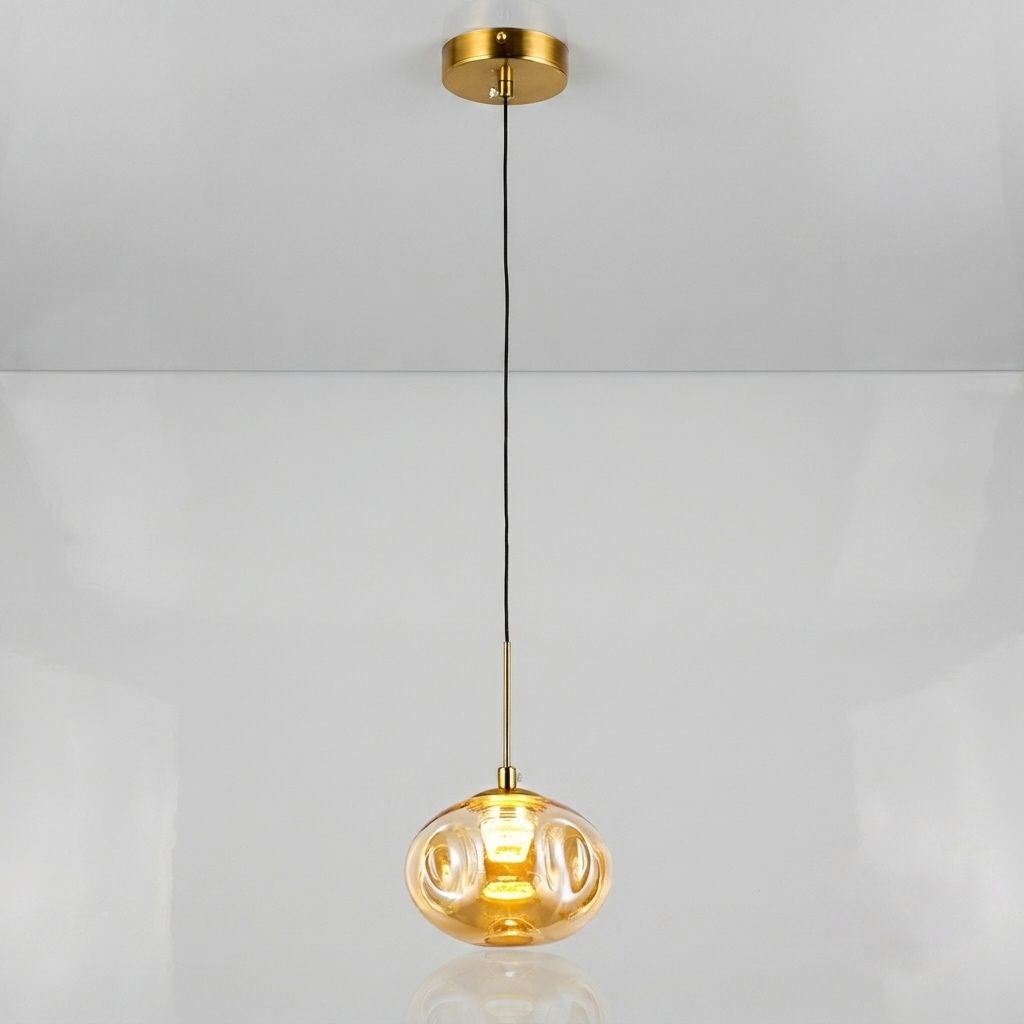 Сучасний скляний LED-підвіс 15 см Бурштиновий (800P3308S-1led (150*120) AM)