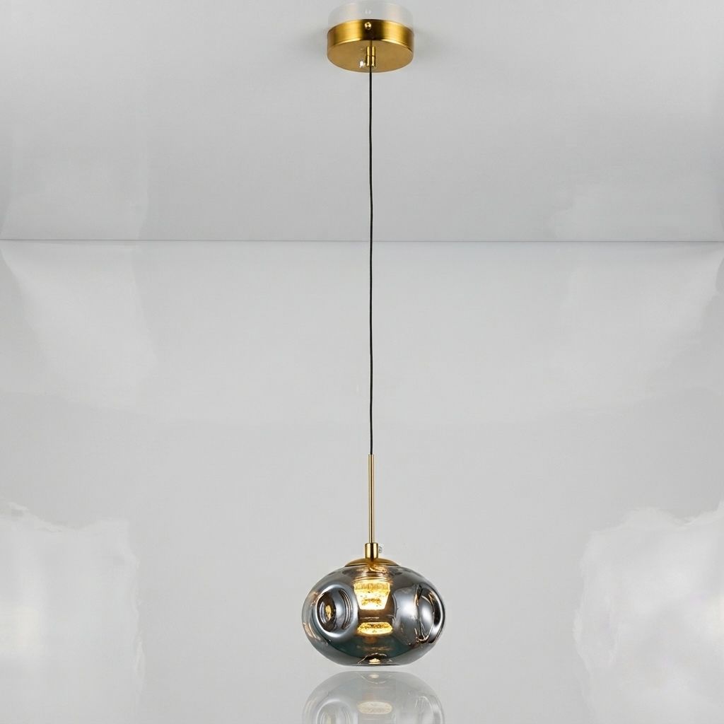 Сучасний скляний LED-підвіс 15 см Димчастий (800P3308S-1led (150*120) SM)