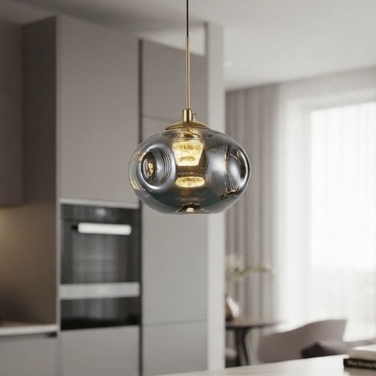 Сучасний скляний LED-підвіс 15 см Димчастий (800P3308S-1led (150*120) SM)