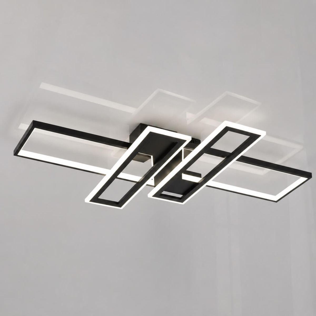 Світлодіодна Led люстра 220Wt прямокутна форма чорна до 30м² з пультом (1186/2+2 Bk)