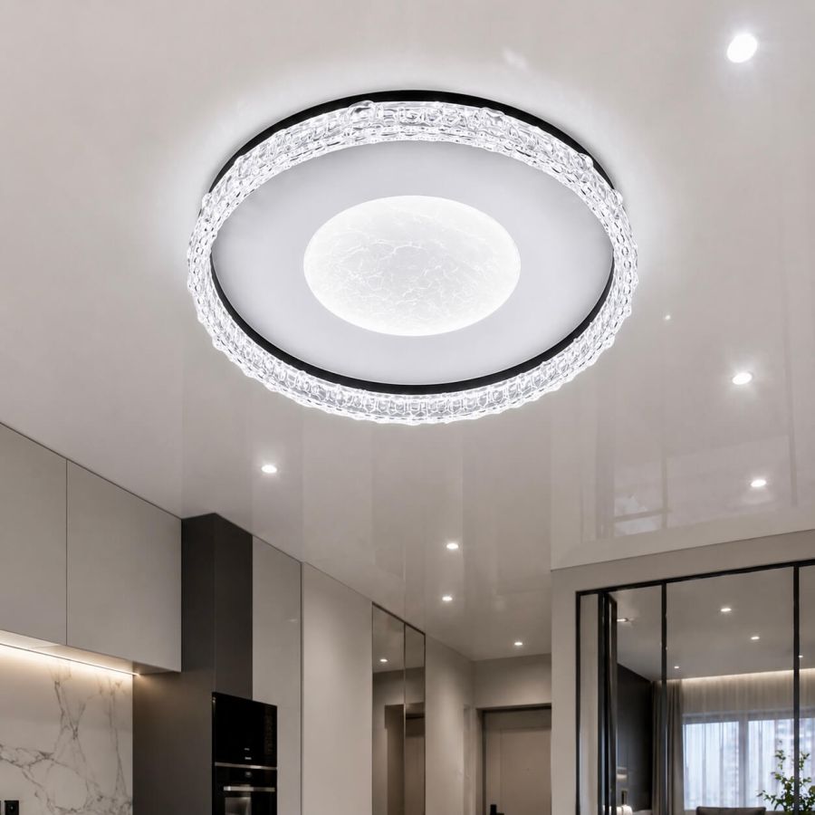 Світлодіодна LED люстра 60W для вітальні та спальні 49 см (7871088 BK)