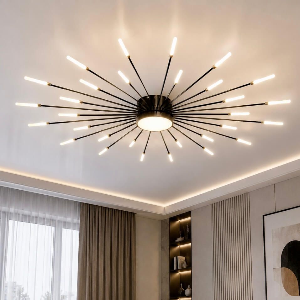 Світлодіодна Led люстра до 15м² на 31 джерело світла чорна 132 см Black Супутник 6472/30