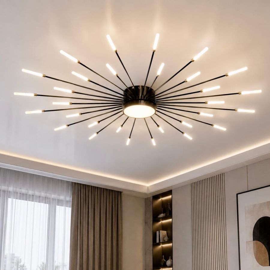 Світлодіодна Led люстра до 15м² на 31 джерело світла чорна 132 см Black Супутник 6472/30