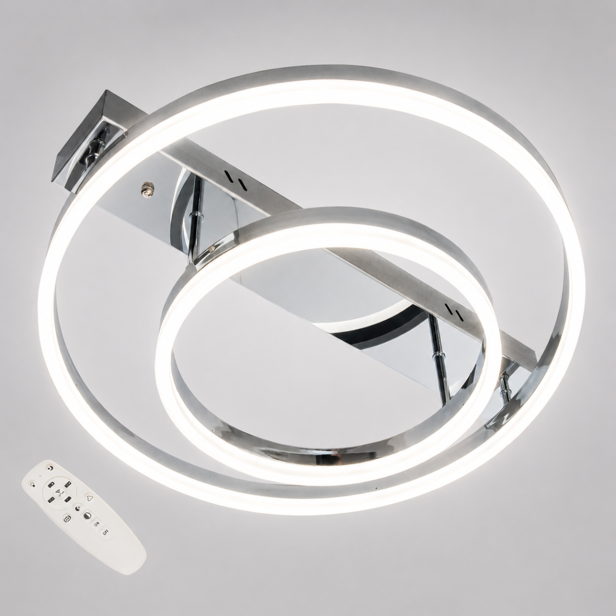 Світлодіодна Led люстра до 18м² срібний корпус з пультом (Orbital Silver Chrome 2537HR dimmer)