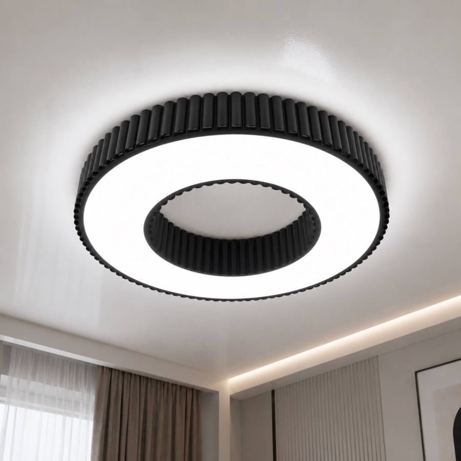 Світлодіодна Led люстра до 25м² у чорному  корпусі 120 Wt Corruga  (9017-500 BK)