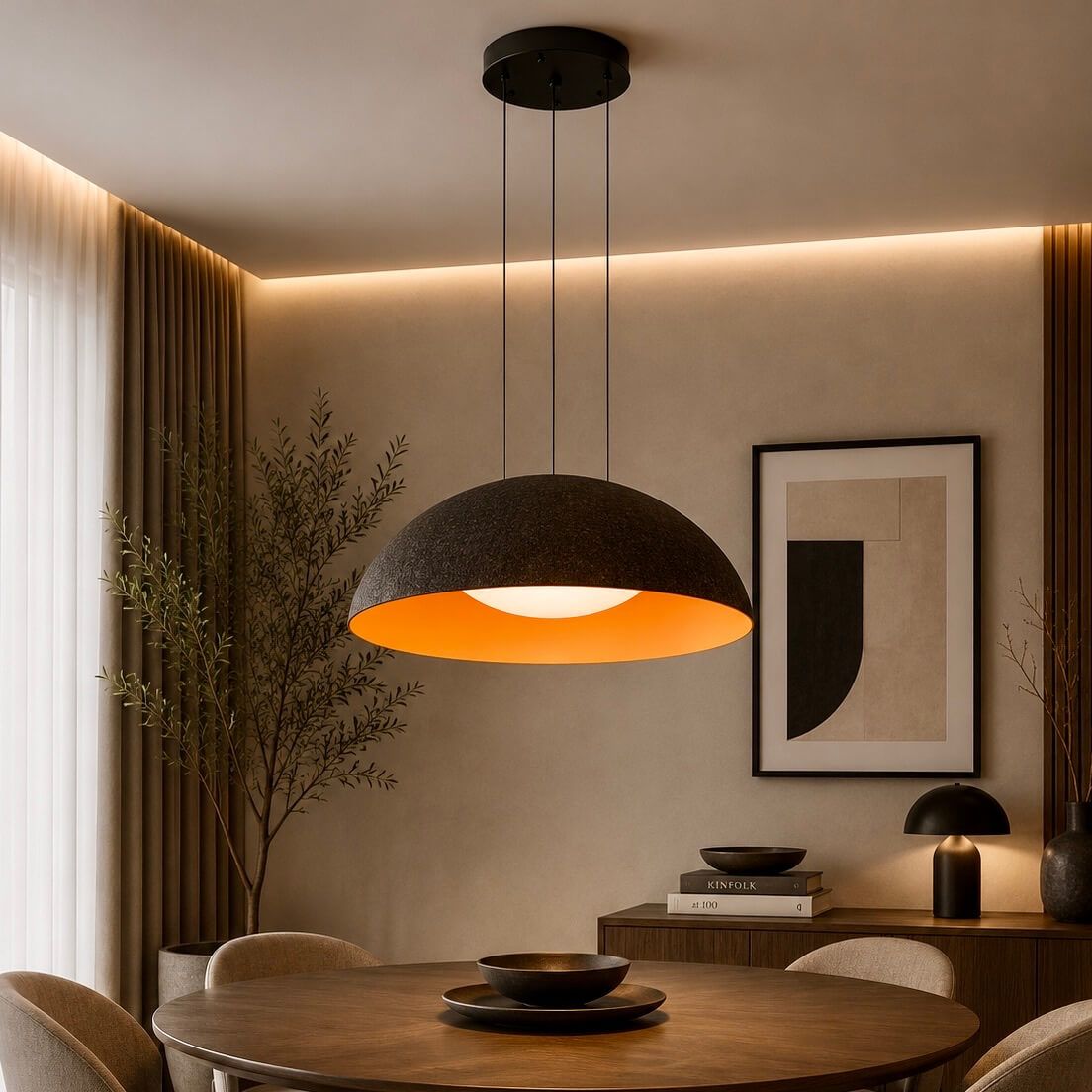 Світлодіодна LED люстра-підвіс 46W 781PL3953 (600) BK+ORANGE (Фетр + Пластик)