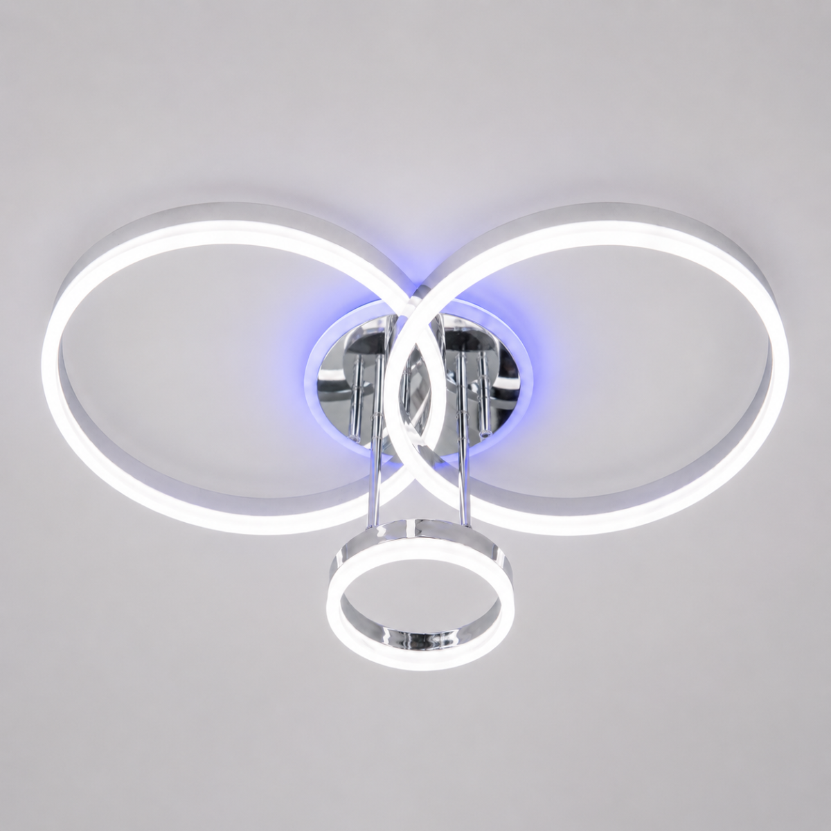 Світлодіодна смарт-люстра LED до 18м² з пультом та підсвіткою 75W колір Хром Aura Intellettuale (8174-3HRLED)